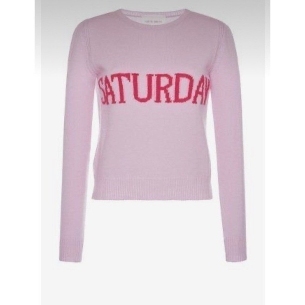 Alberta Ferretti Wool Cashmere Blend Graphic Print Crop Sweater Size 4 Pink